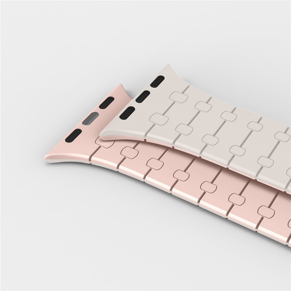 Magnetic silikonový řemínek na Apple Watch Ultra 4/3/2/1 49mm/12/11/10 46mm - béžový/růžový