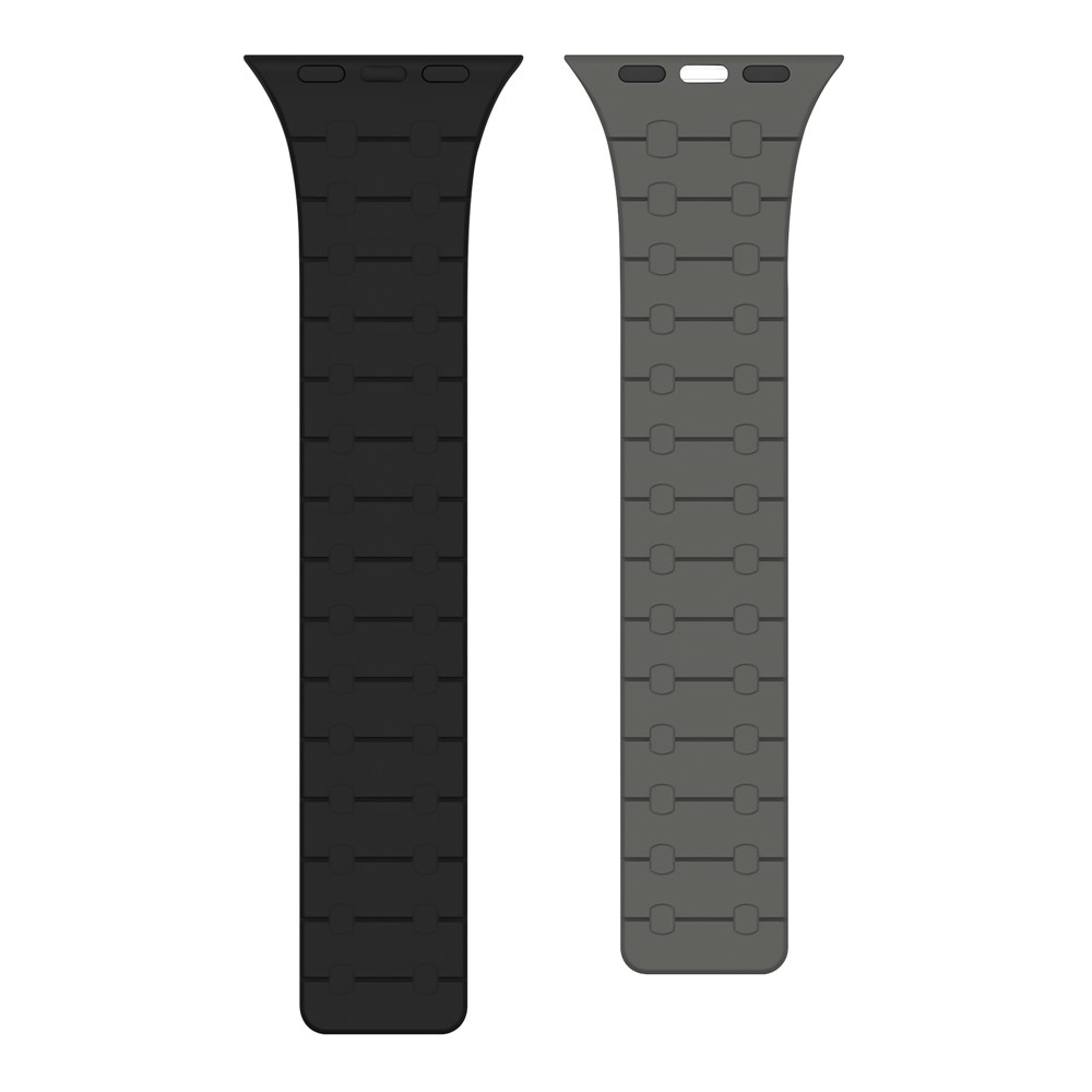 Magnetic silikonový řemínek na Apple Watch Ultra 4/3/2/1 49mm/12/11/10 46mm - černý/šedý