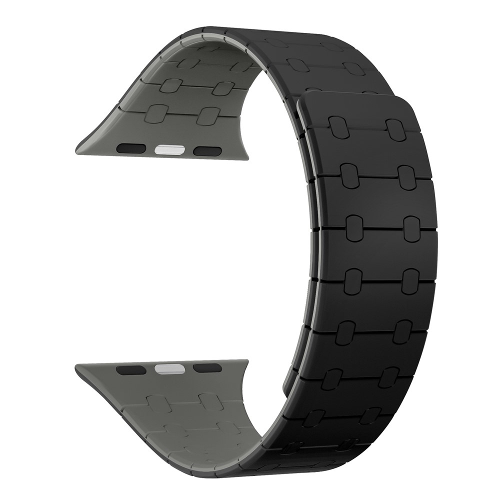Magnetic silikonový řemínek na Apple Watch Ultra 4/3/2/1 49mm/12/11/10 46mm - černý/šedý