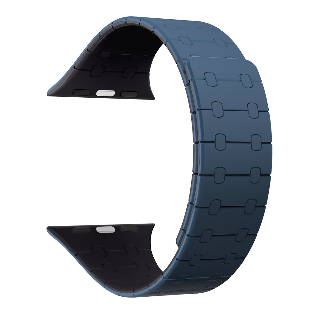 Magnetic silikonový řemínek na Apple Watch Ultra 4/3/2/1 49mm/12/11/10 46mm - modrý/tmavěmodrý