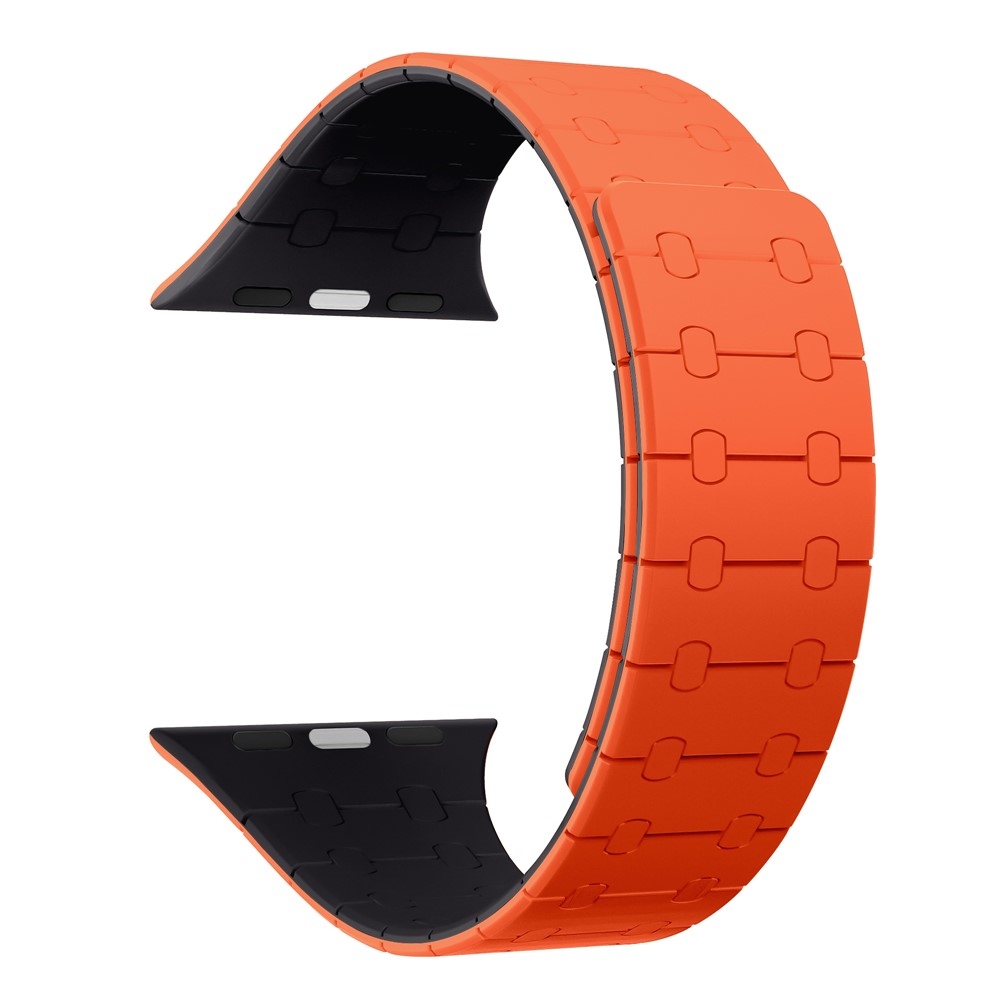 Magnetic silikonový řemínek na Apple Watch Ultra 4/3/2/1 49mm/12/11/10 46mm - oranžový/tmavěmodrý