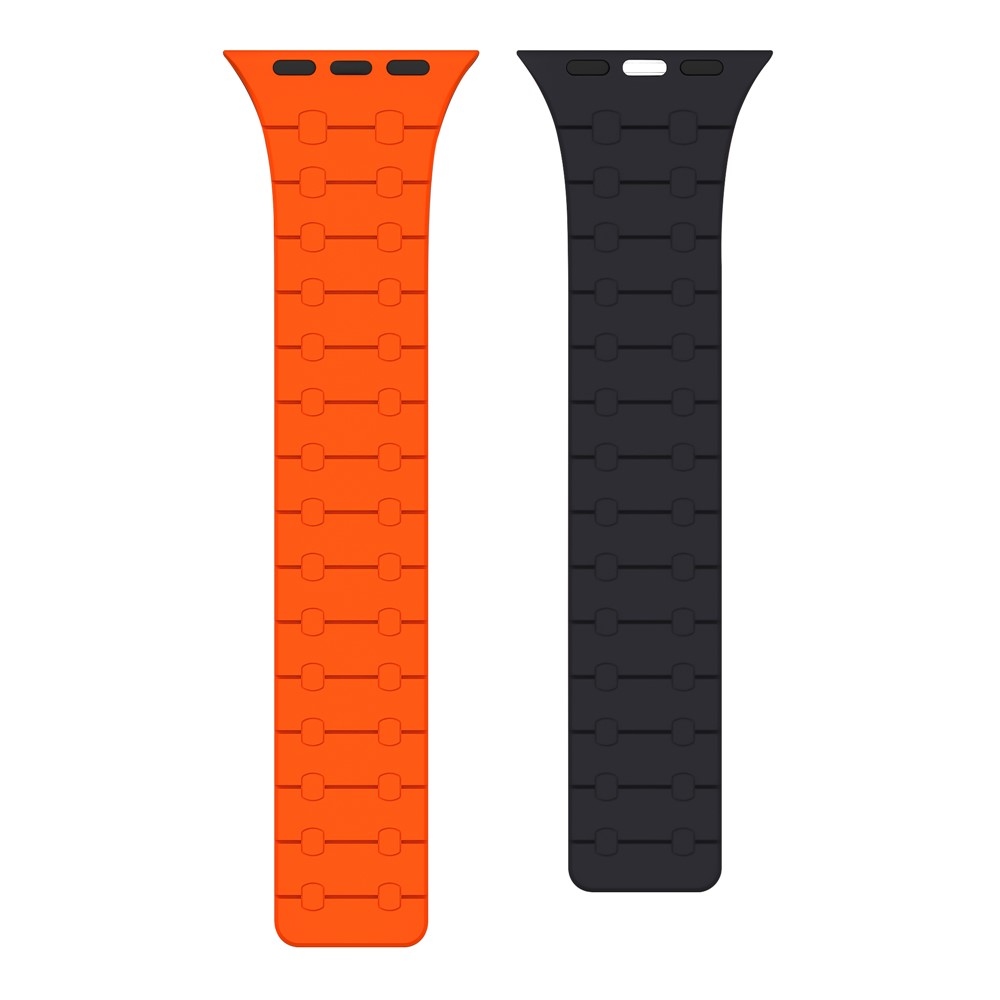 Magnetic silikonový řemínek na Apple Watch Ultra 4/3/2/1 49mm/12/11/10 46mm - oranžový/tmavěmodrý