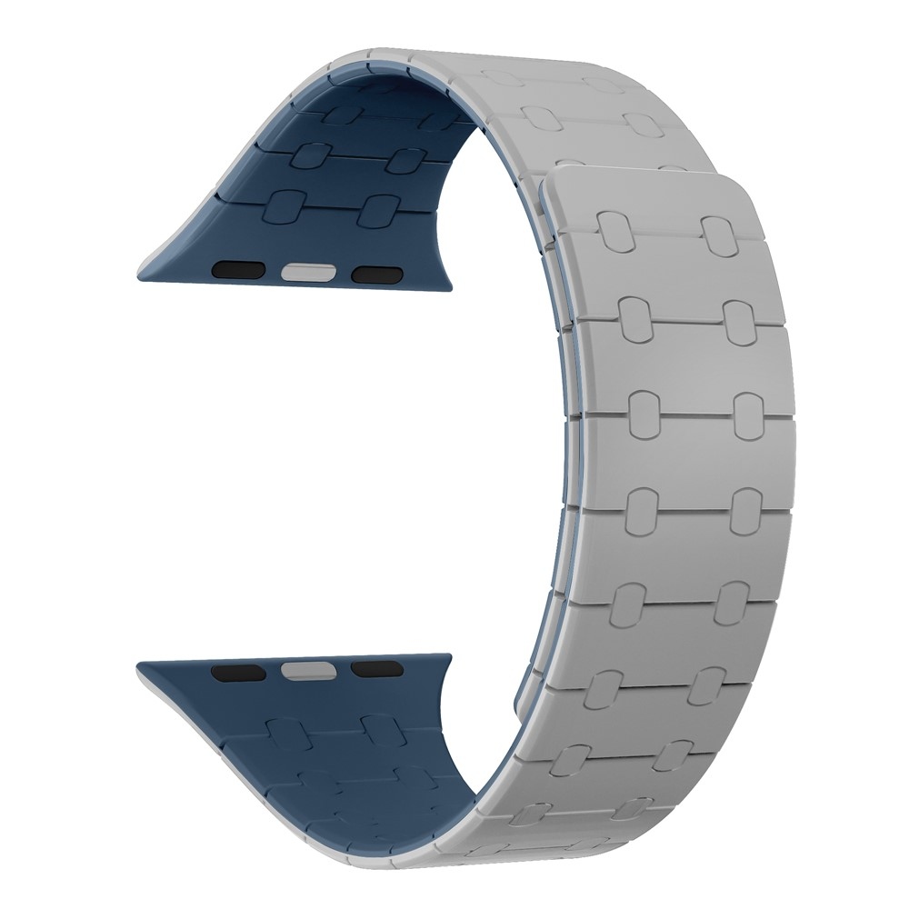 Magnetic silikonový řemínek na Apple Watch Ultra 4/3/2/1 49mm/12/11/10 46mm - šedý/modrý