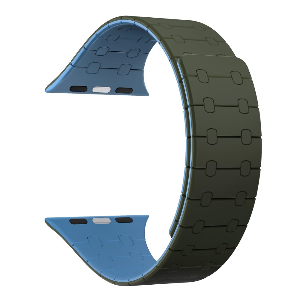 Magnetic silikonový řemínek na Apple Watch Ultra 4/3/2/1 49mm/12/11/10 46mm - zelený/modrý