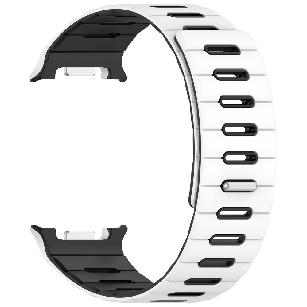 Magnetic silikonový řemínek na Samsung Galaxy Watch9 40mm/44mm/Watch8 44mm/40mm/Watch8 Classic 46mm - bílý/černý