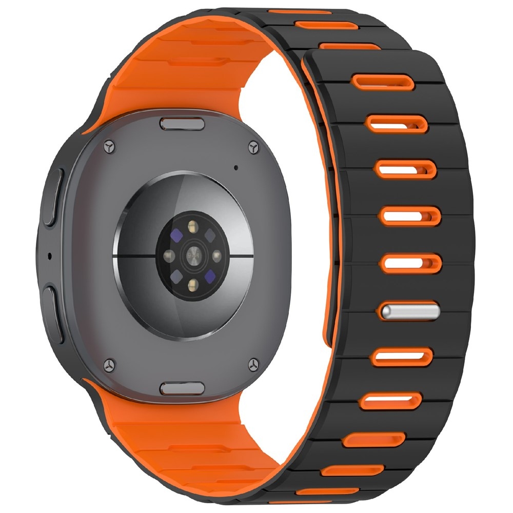 Magnetic silikonový řemínek na Samsung Galaxy Watch9 40mm/44mm/Watch8 44mm/40mm/Watch8 Classic 46mm - černý/oranžový