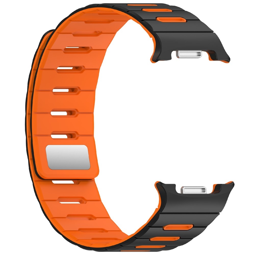 Magnetic silikonový řemínek na Samsung Galaxy Watch9 40mm/44mm/Watch8 44mm/40mm/Watch8 Classic 46mm - černý/oranžový