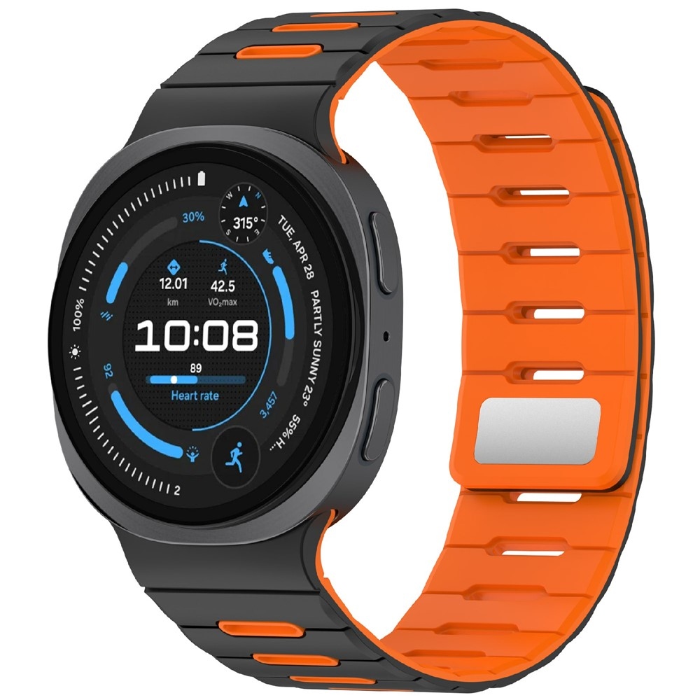 Magnetic silikonový řemínek na Samsung Galaxy Watch9 40mm/44mm/Watch8 44mm/40mm/Watch8 Classic 46mm - černý/oranžový
