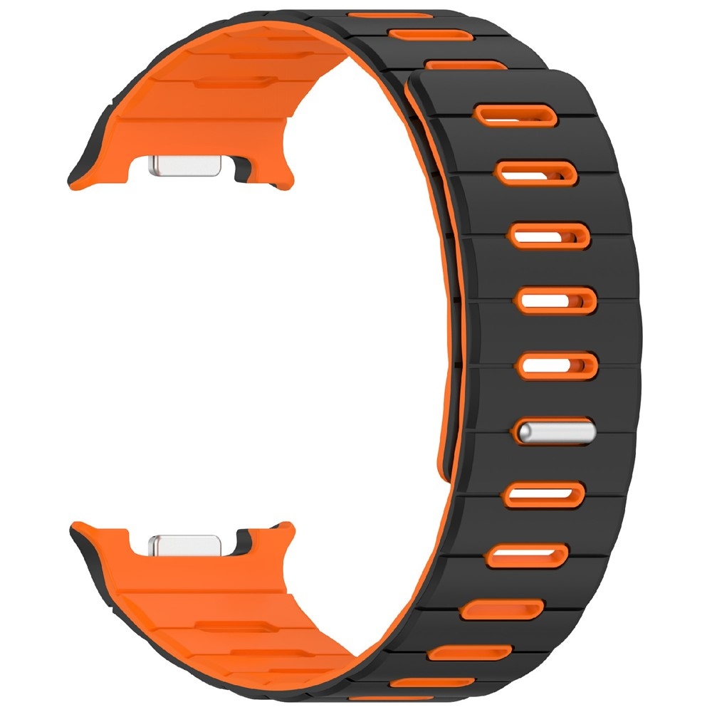 Magnetic silikonový řemínek na Samsung Galaxy Watch9 40mm/44mm/Watch8 44mm/40mm/Watch8 Classic 46mm - černý/oranžový