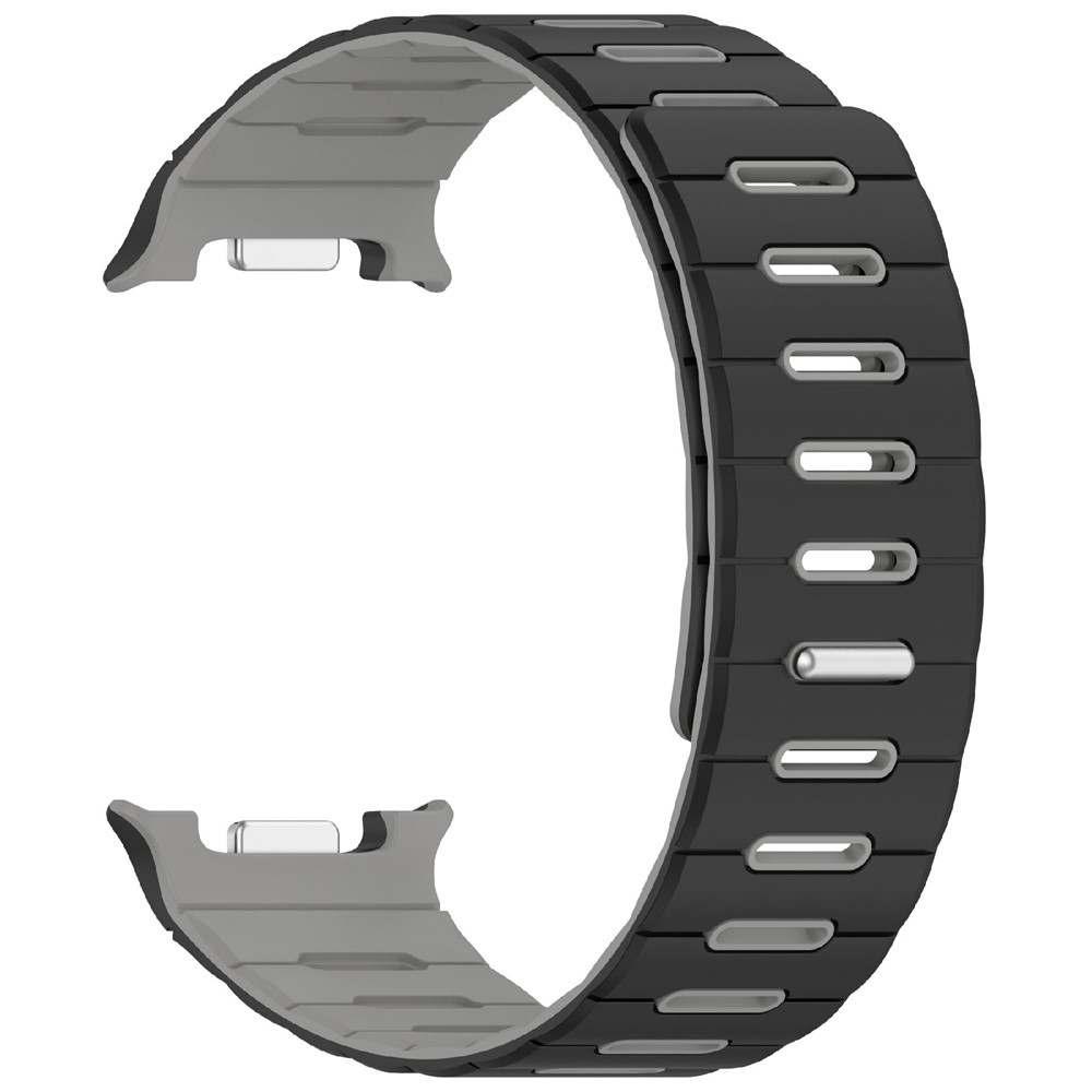 Magnetic silikonový řemínek na Samsung Galaxy Watch9 40mm/44mm/Watch8 44mm/40mm/Watch8 Classic 46mm - černý/šedý