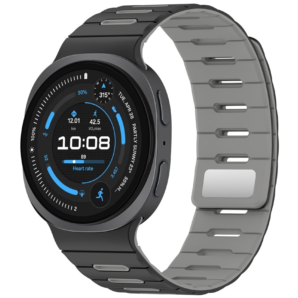 Magnetic silikonový řemínek na Samsung Galaxy Watch9 40mm/44mm/Watch8 44mm/40mm/Watch8 Classic 46mm - černý/šedý