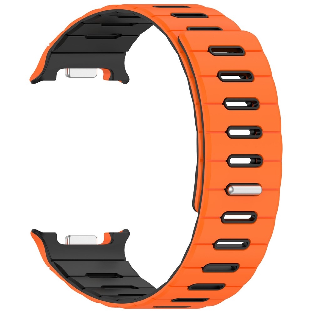Magnetic silikonový řemínek na Samsung Galaxy Watch9 40mm/44mm/Watch8 44mm/40mm/Watch8 Classic 46mm - oranžový/černý