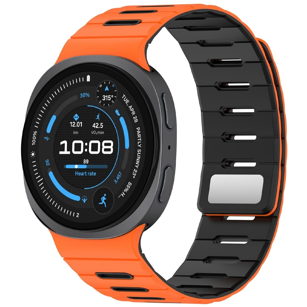 Magnetic silikonový řemínek na Samsung Galaxy Watch9 40mm/44mm/Watch8 44mm/40mm/Watch8 Classic 46mm - oranžový/černý