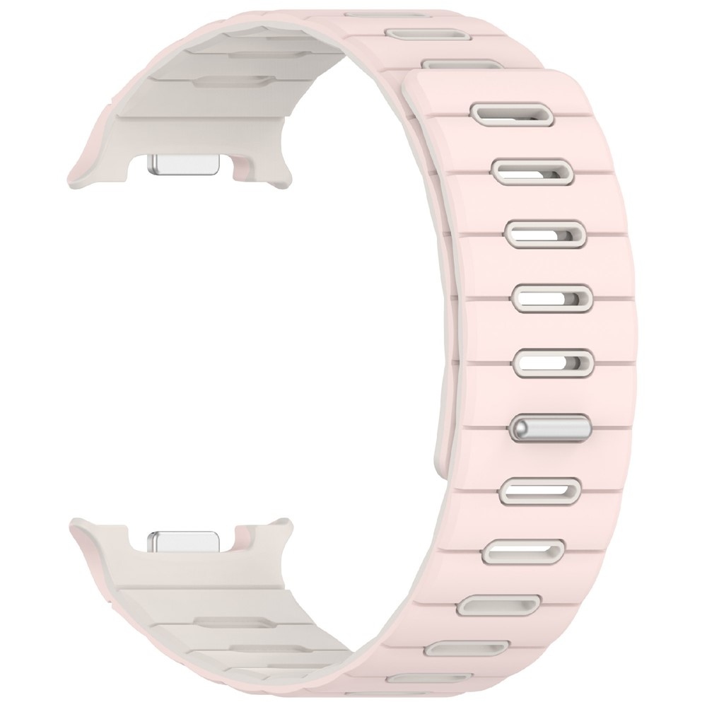Magnetic silikonový řemínek na Samsung Galaxy Watch9 40mm/44mm/Watch8 44mm/40mm/Watch8 Classic 46mm - růžový/béžový