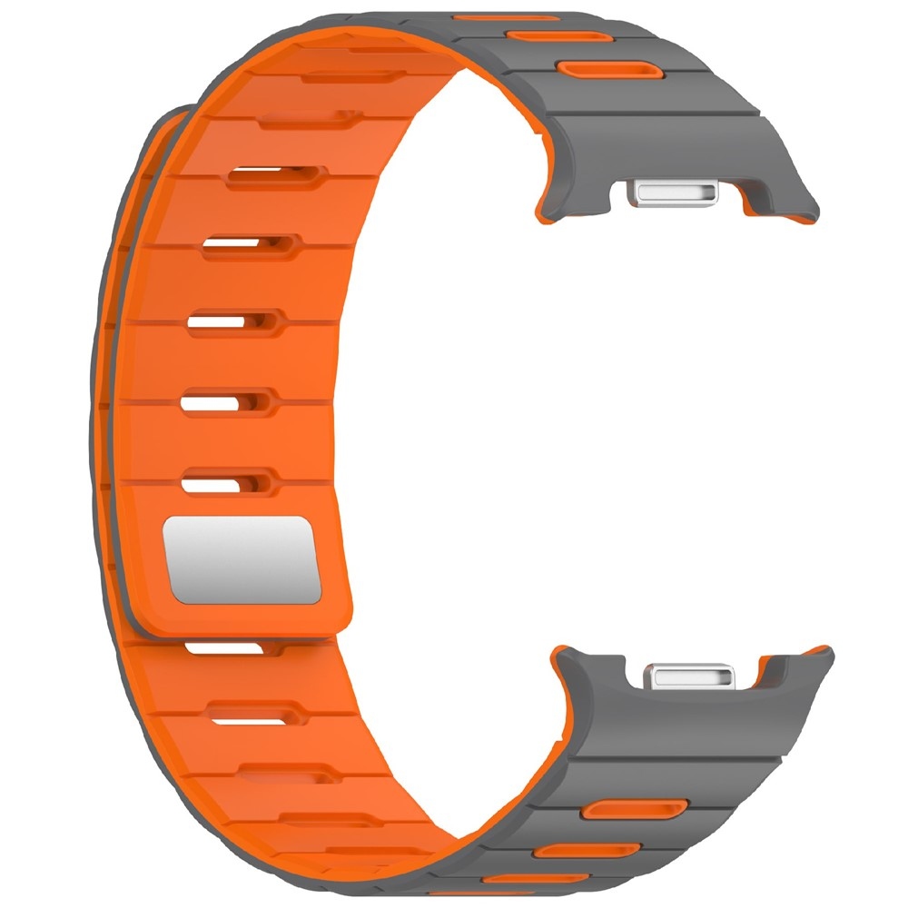 Magnetic silikonový řemínek na Samsung Galaxy Watch9 40mm/44mm/Watch8 44mm/40mm/Watch8 Classic 46mm - šedý/oranžový