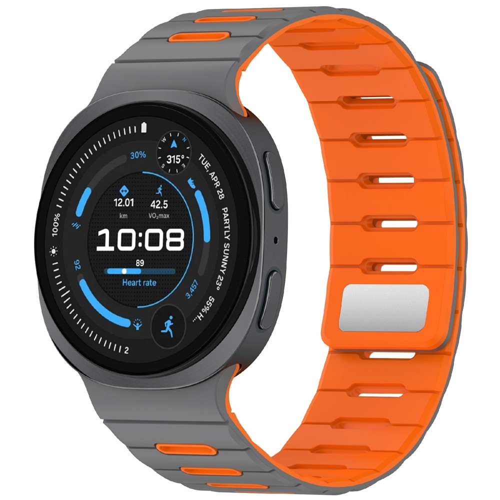 Magnetic silikonový řemínek na Samsung Galaxy Watch9 40mm/44mm/Watch8 44mm/40mm/Watch8 Classic 46mm - šedý/oranžový