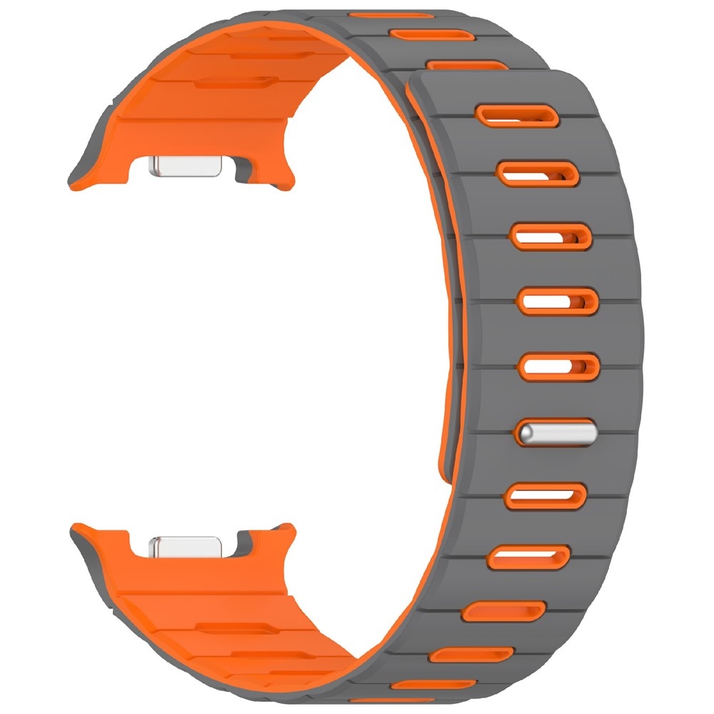 Magnetic silikonový řemínek na Samsung Galaxy Watch9 40mm/44mm/Watch8 44mm/40mm/Watch8 Classic 46mm - šedý/oranžový