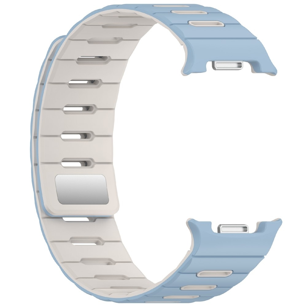 Magnetic silikonový řemínek na Samsung Galaxy Watch9 40mm/44mm/Watch8 44mm/40mm/Watch8 Classic 46mm - světlemodrý/béžový