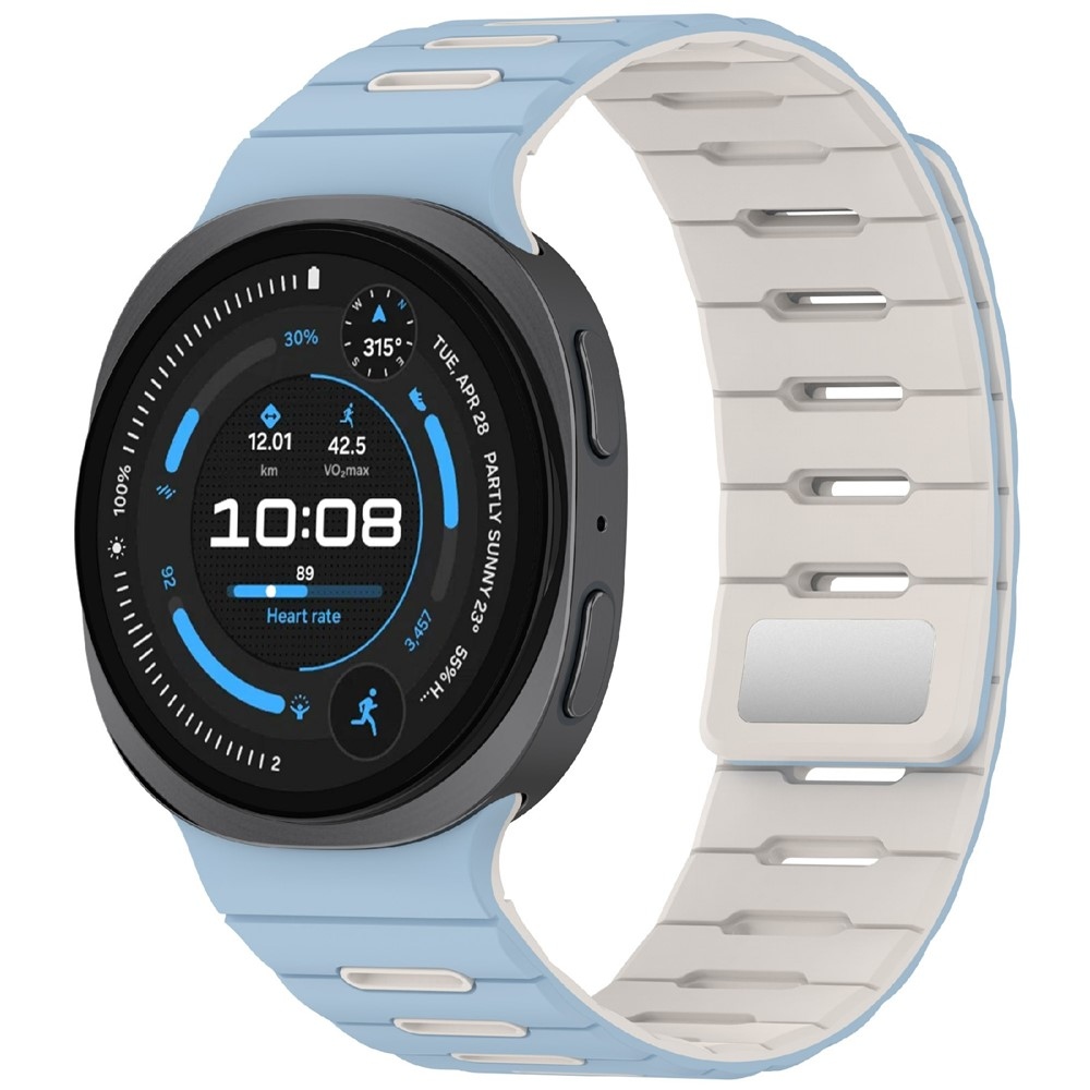 Magnetic silikonový řemínek na Samsung Galaxy Watch9 40mm/44mm/Watch8 44mm/40mm/Watch8 Classic 46mm - světlemodrý/béžový