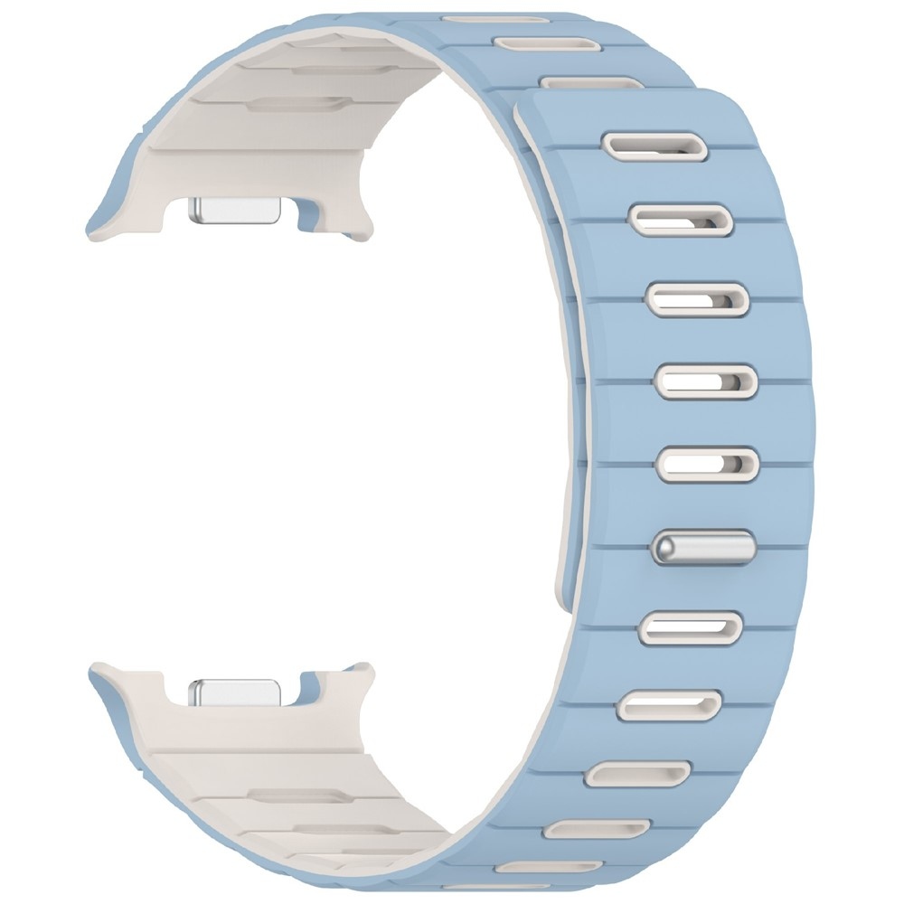 Magnetic silikonový řemínek na Samsung Galaxy Watch9 40mm/44mm/Watch8 44mm/40mm/Watch8 Classic 46mm - světlemodrý/béžový