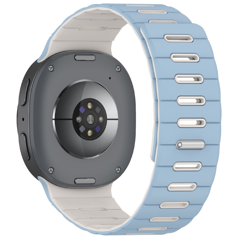 Magnetic silikonový řemínek na Samsung Galaxy Watch9 40mm/44mm/Watch8 44mm/40mm/Watch8 Classic 46mm - světlemodrý/béžový