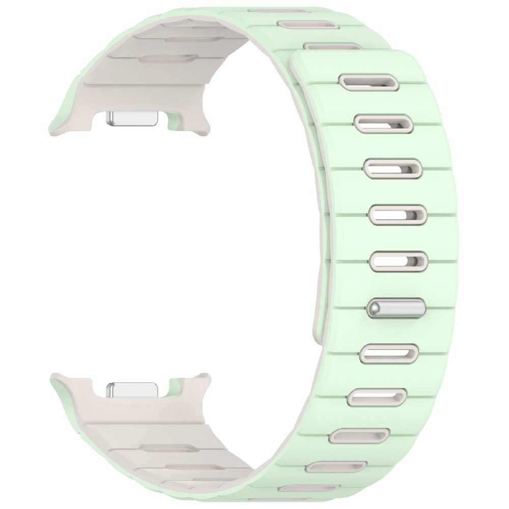 Magnetic silikonový řemínek na Samsung Galaxy Watch9 40mm/44mm/Watch8 44mm/40mm/Watch8 Classic 46mm - zelený/béžový