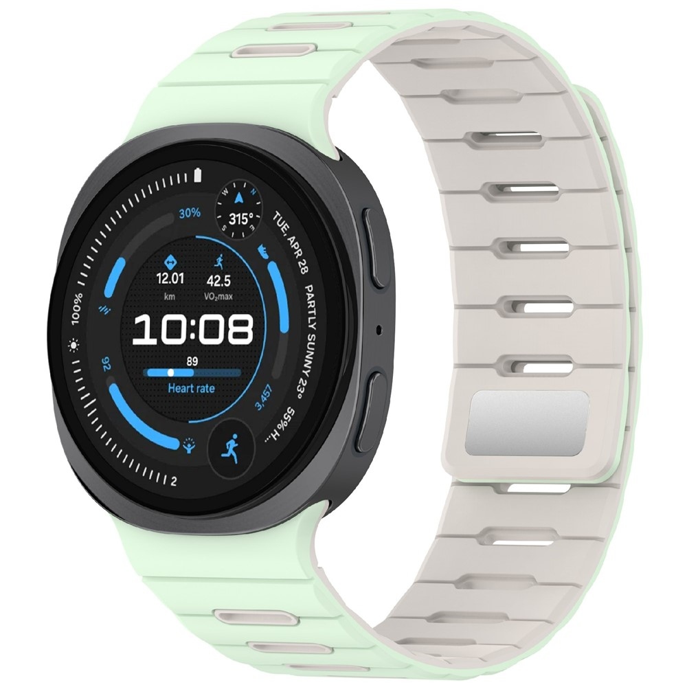 Magnetic silikonový řemínek na Samsung Galaxy Watch9 40mm/44mm/Watch8 44mm/40mm/Watch8 Classic 46mm - zelený/béžový