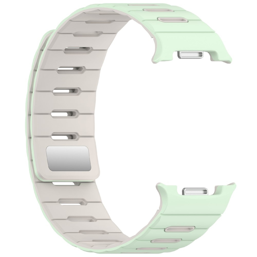Magnetic silikonový řemínek na Samsung Galaxy Watch9 40mm/44mm/Watch8 44mm/40mm/Watch8 Classic 46mm - zelený/béžový