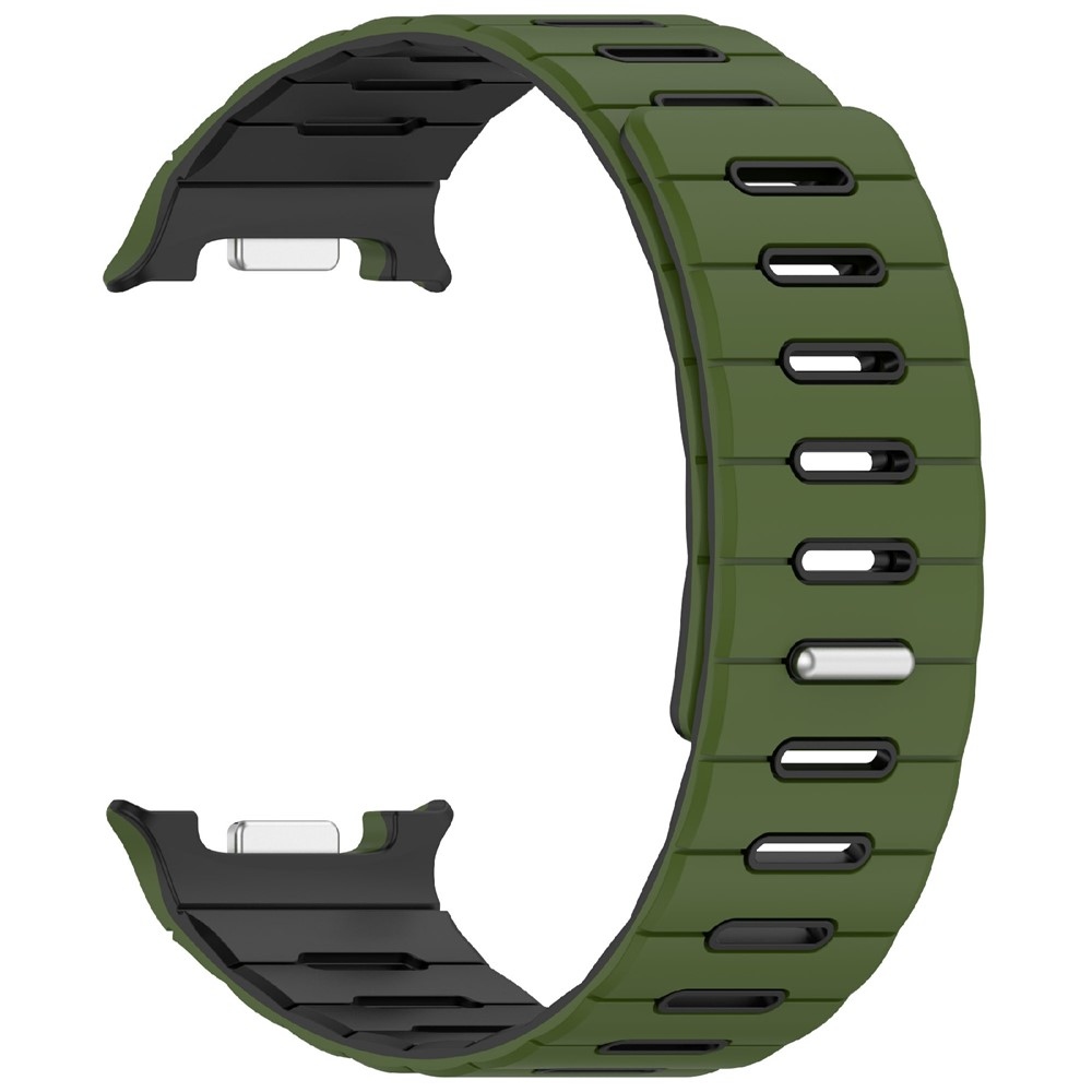 Magnetic silikonový řemínek na Samsung Galaxy Watch9 40mm/44mm/Watch8 44mm/40mm/Watch8 Classic 46mm - zelený/černý