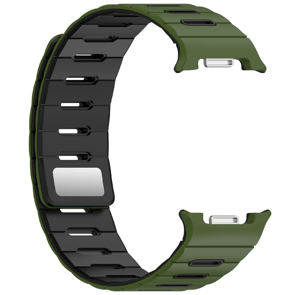 Magnetic silikonový řemínek na Samsung Galaxy Watch9 40mm/44mm/Watch8 44mm/40mm/Watch8 Classic 46mm - zelený/černý