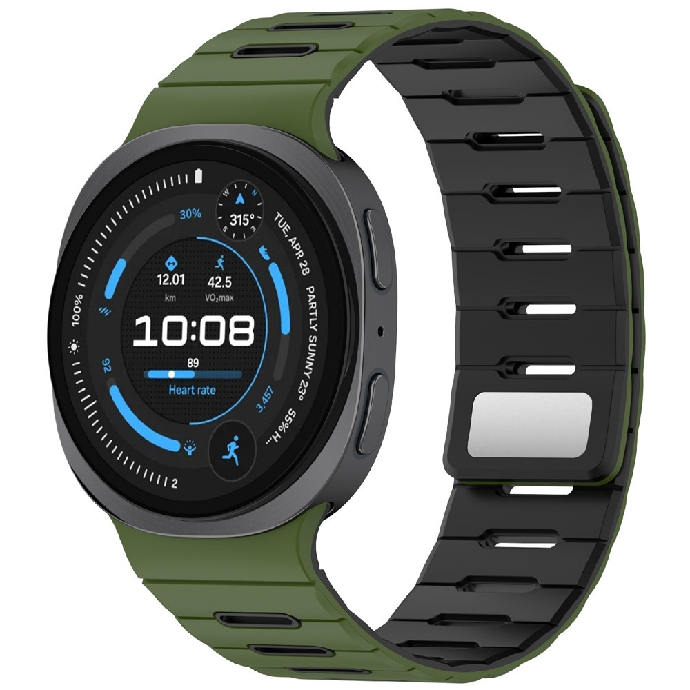 Magnetic silikonový řemínek na Samsung Galaxy Watch9 40mm/44mm/Watch8 44mm/40mm/Watch8 Classic 46mm - zelený/černý