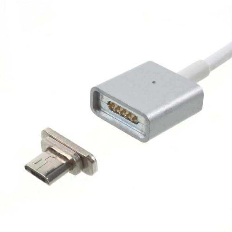 Magnetický USB vs. Micro USB propojovací kabel - 1m - bílý