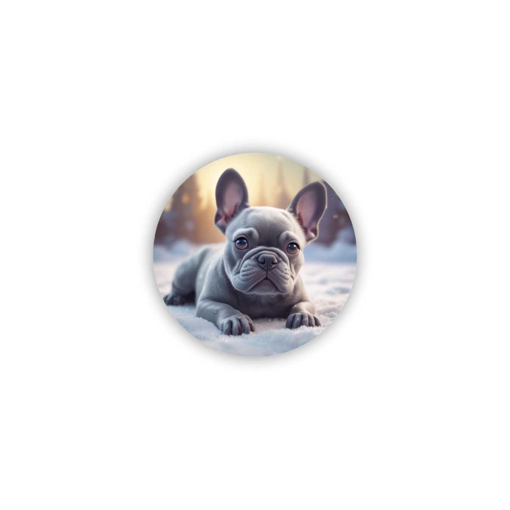 Magnetka 60x60mm ve tvaru kruhu - buldoček ve sněhu