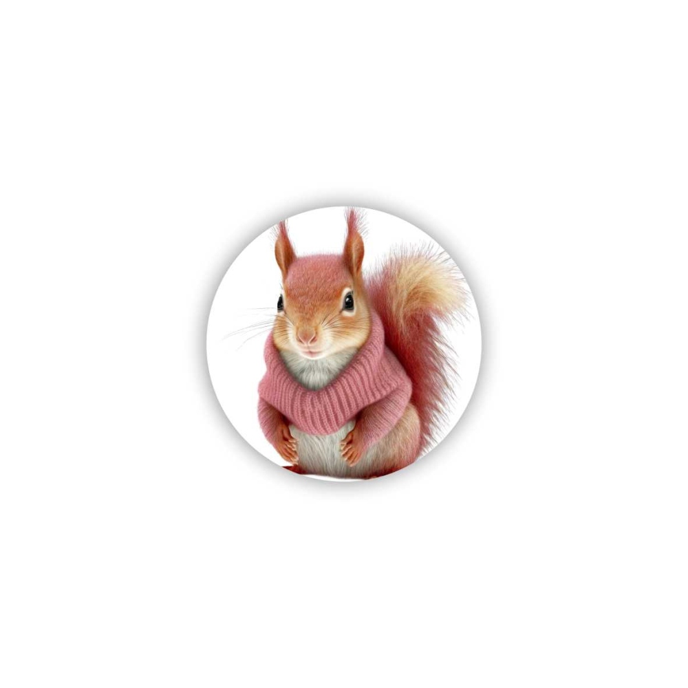 Magnetka 60x60mm ve tvaru kruhu - veverka ve svetru
