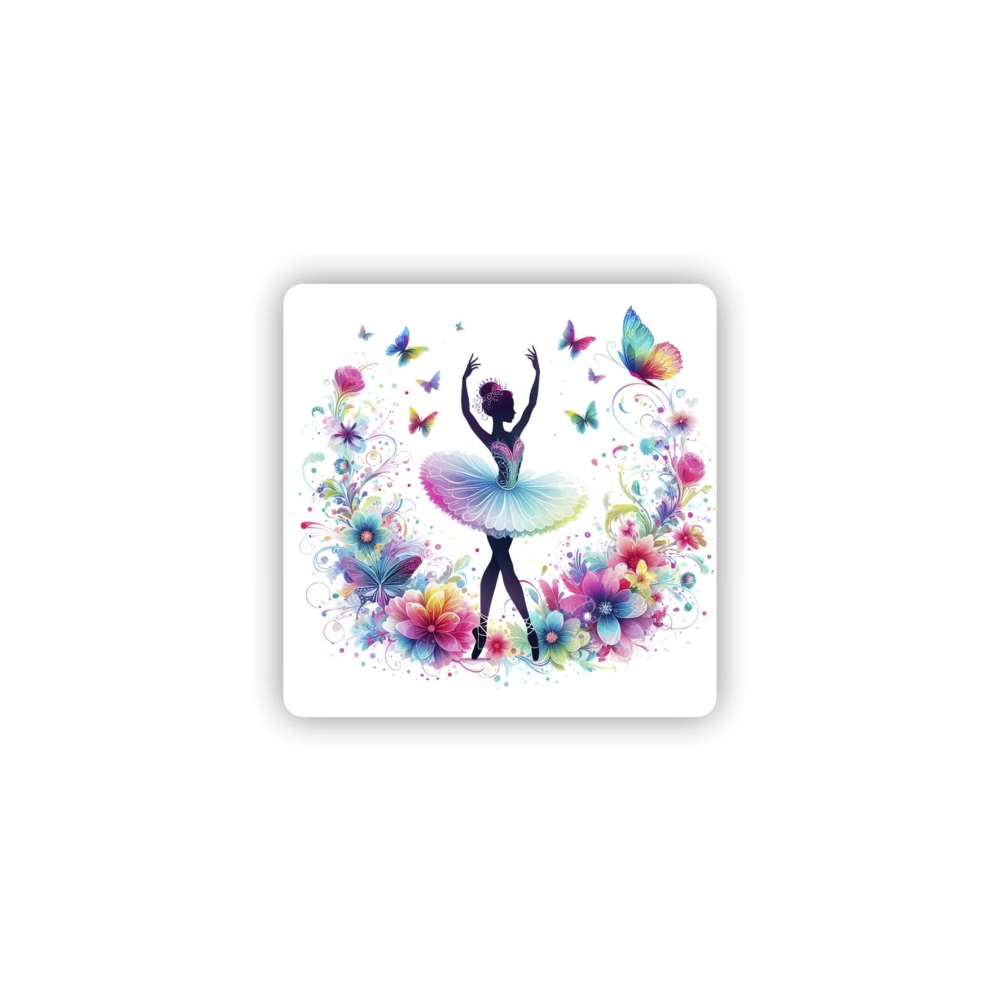 Magnetka 65x65mm ve tvaru čtverce - baletka v květech