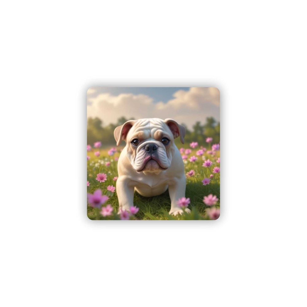 Magnetka 65x65mm ve tvaru čtverce - buldoček na louce