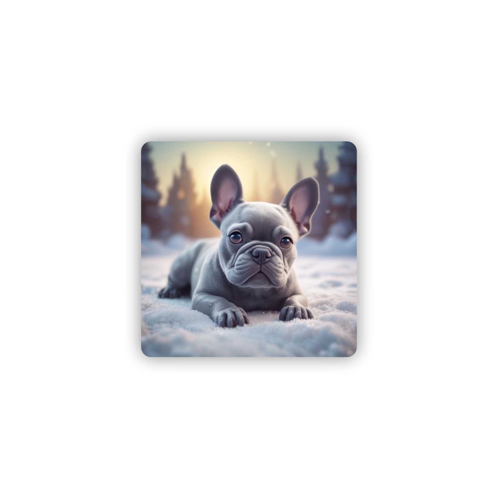 Magnetka 65x65mm ve tvaru čtverce - buldoček ve sněhu