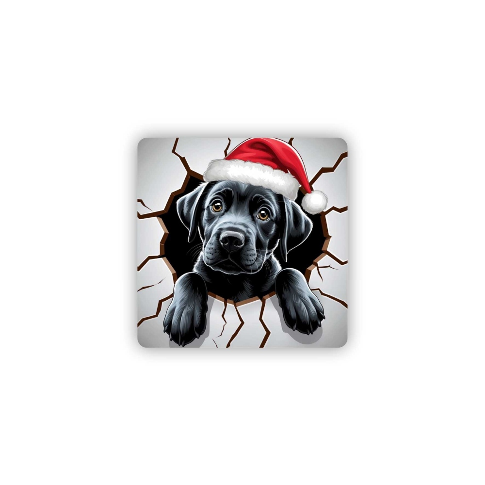 Magnetka 65x65mm ve tvaru čtverce - vánoční štěně