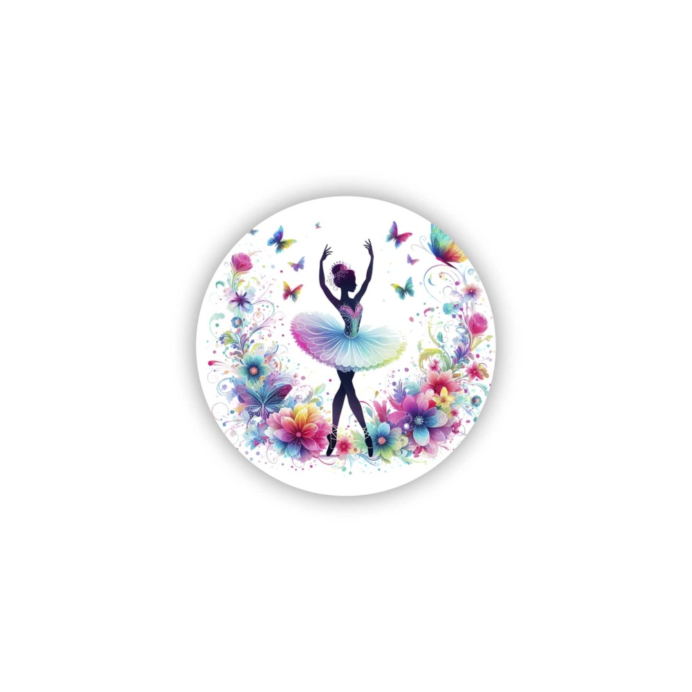 Magnetka 65x65mm ve tvaru kruhu - baletka v květech