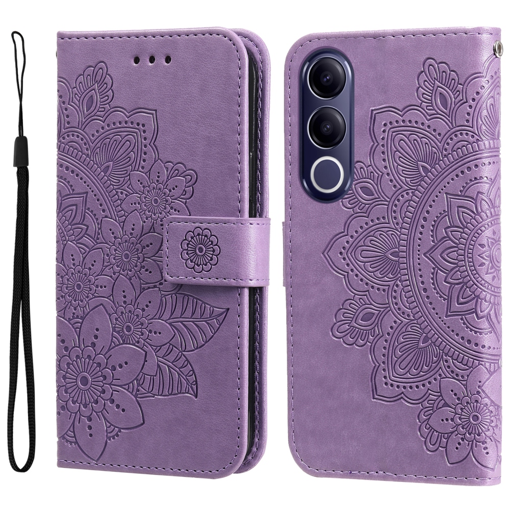 Mandala knížkové pouzdro na Vivo V70 FE 5G - fialové