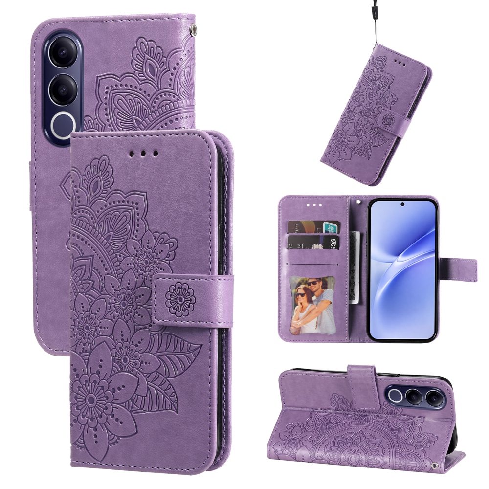 Mandala knížkové pouzdro na Vivo V70 FE 5G - fialové