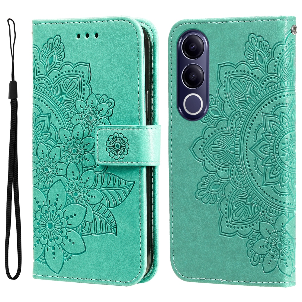 Mandala knížkové pouzdro na Vivo V70 FE 5G - modrozelené