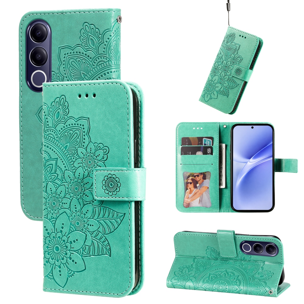 Mandala knížkové pouzdro na Vivo V70 FE 5G - modrozelené