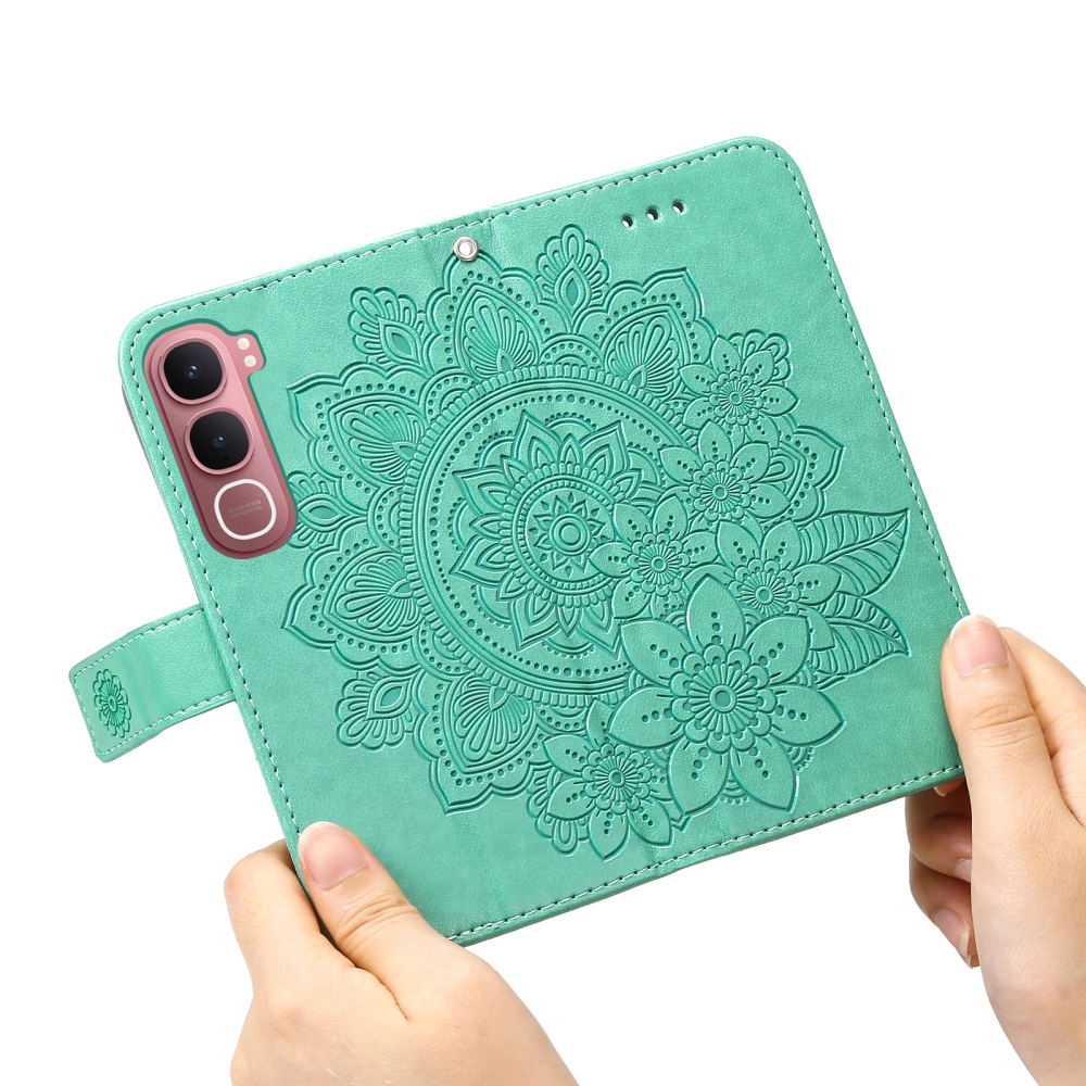 Mandala knížkové pouzdro na Vivo Y21d/Vivo Y31 5G - modrozelené