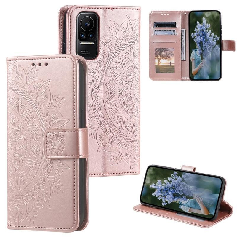 Mandala knížkové pouzdro na Xiaomi 13 Lite - růžovozlaté