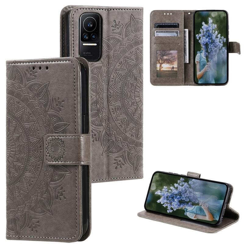 Mandala knížkové pouzdro na Xiaomi 13 Lite - šedé