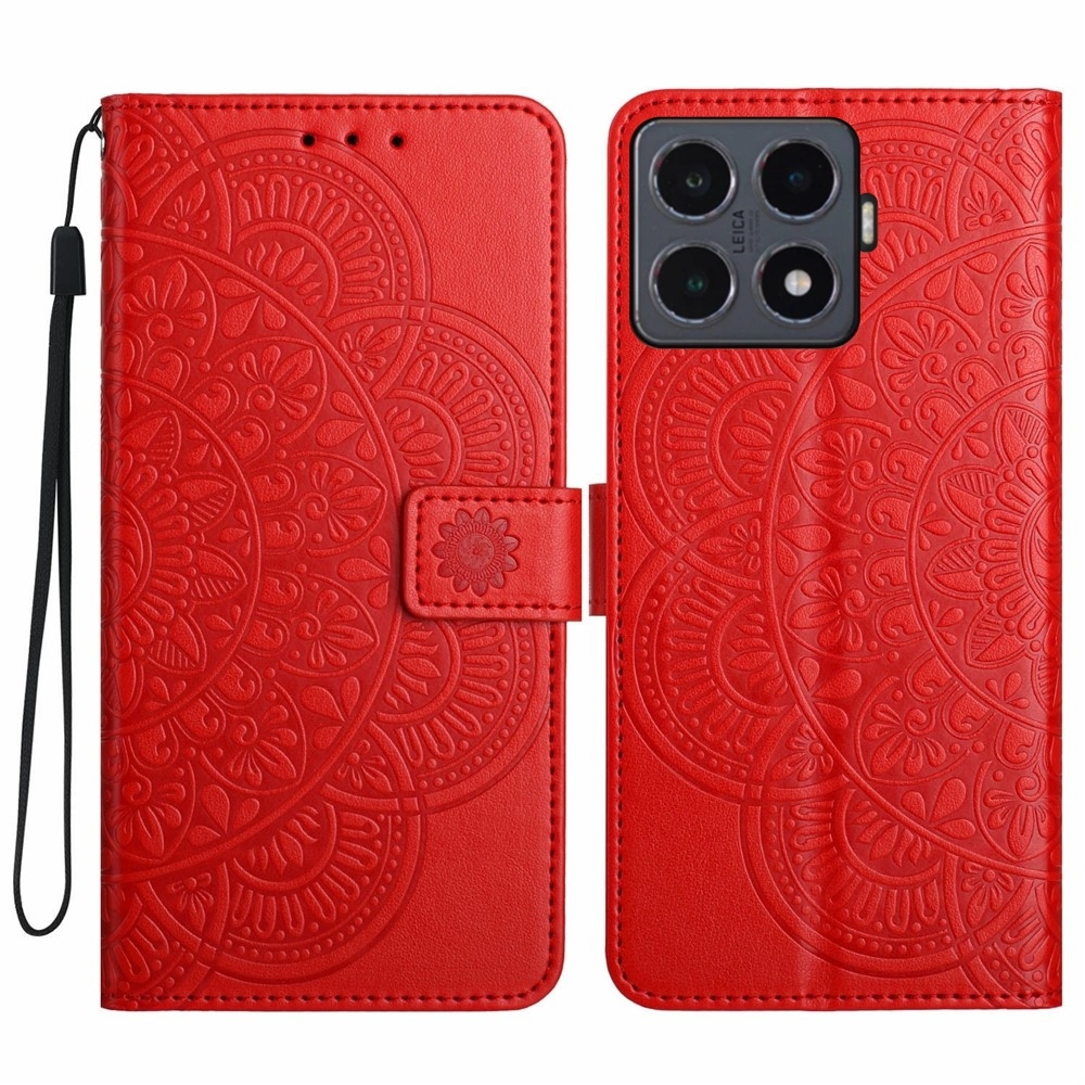 Mandala knížkové pouzdro na Xiaomi 15T Pro - červené
