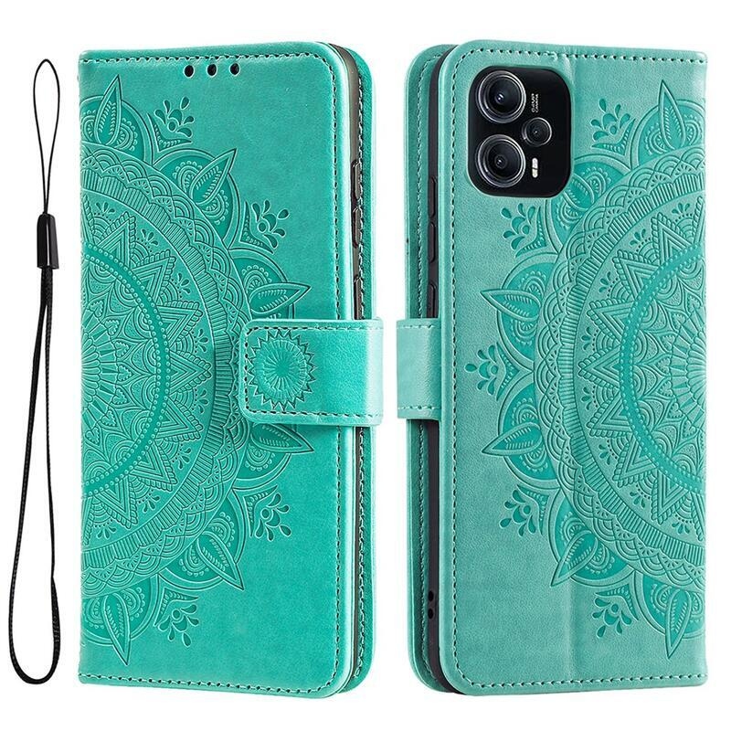 Mandala knížkové pouzdro na Xiaomi Poco F5 - modrozelené