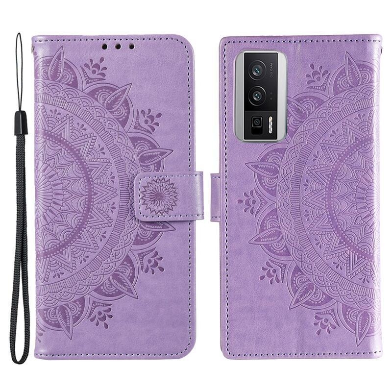 Mandala knížkové pouzdro na Xiaomi Poco F5 Pro - fialové