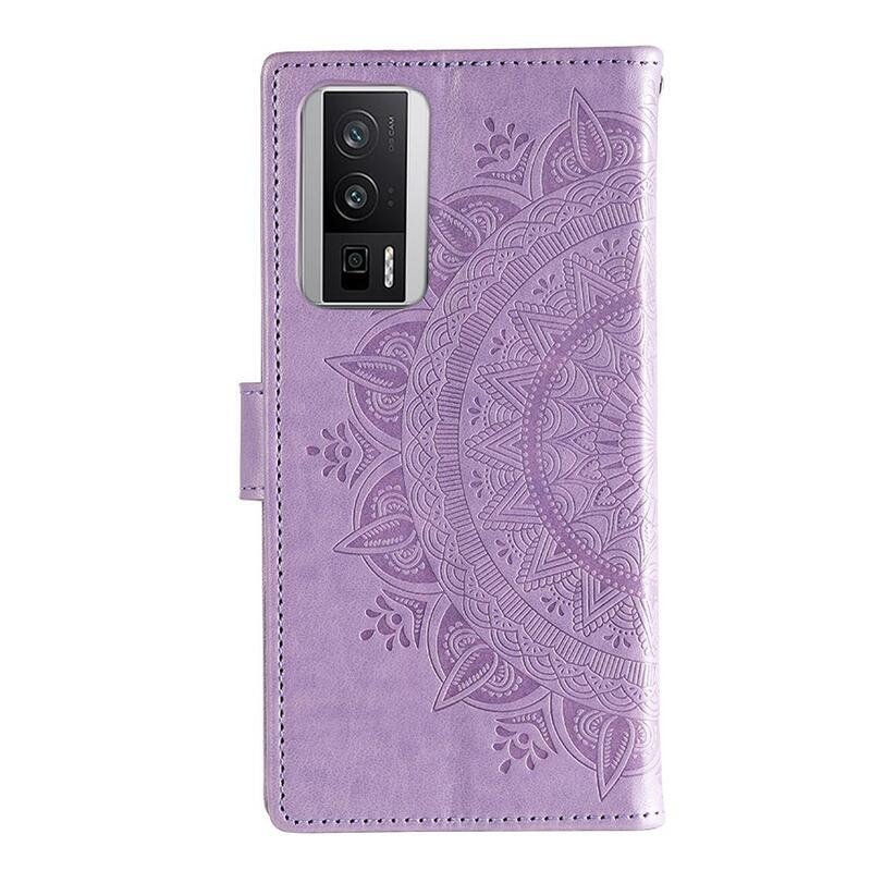Mandala knížkové pouzdro na Xiaomi Poco F5 Pro - fialové